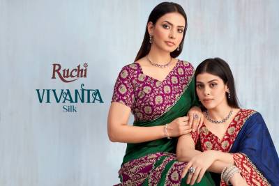 RUCHI VIVANTA SILK VOL-42 40901A TO 40903D DESIGNER CREPE SAREE WHOLESALER IN INDIA